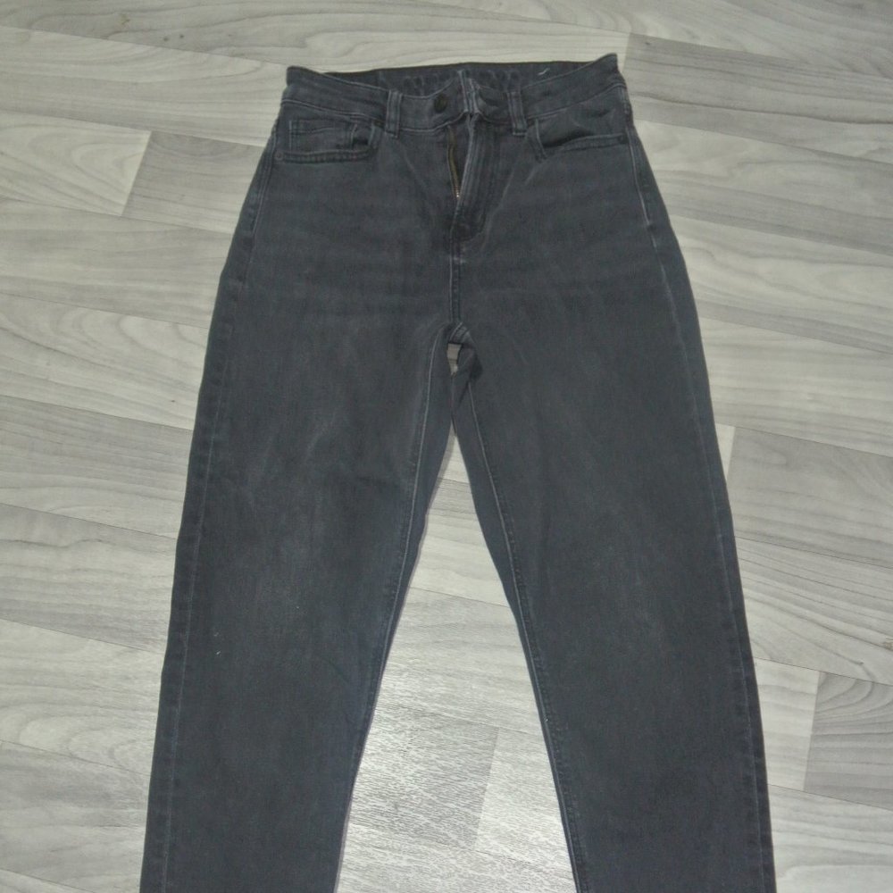Mom Jeans 00 American Eagle Black Denim EUC Stretch Whisker High Rise